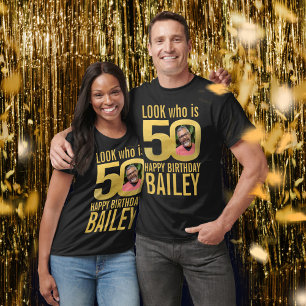 T-shirt 50e anniversaire look 50 personnalisation or photo