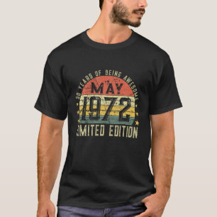 T-shirt 50E Anniversaire Mens Mai 1972 50 Ans D'Être Awes