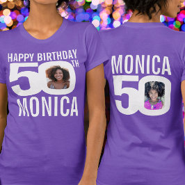 T-shirt 50e anniversaire nom personnalisé modèle photo bla