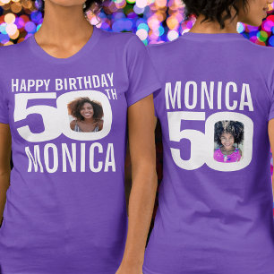 T-shirt 50e anniversaire nom personnalisé modèle photo bla