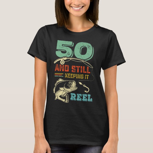 T-shirt 50e anniversaire Pêche Turning 50 pêcheurs Mens Pu (Devant)