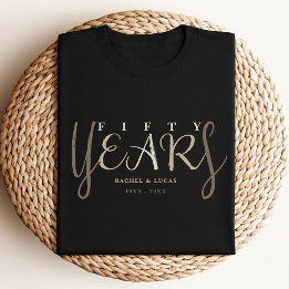T-shirt 50e cadeau d'anniversaire de Mariage noir d'or