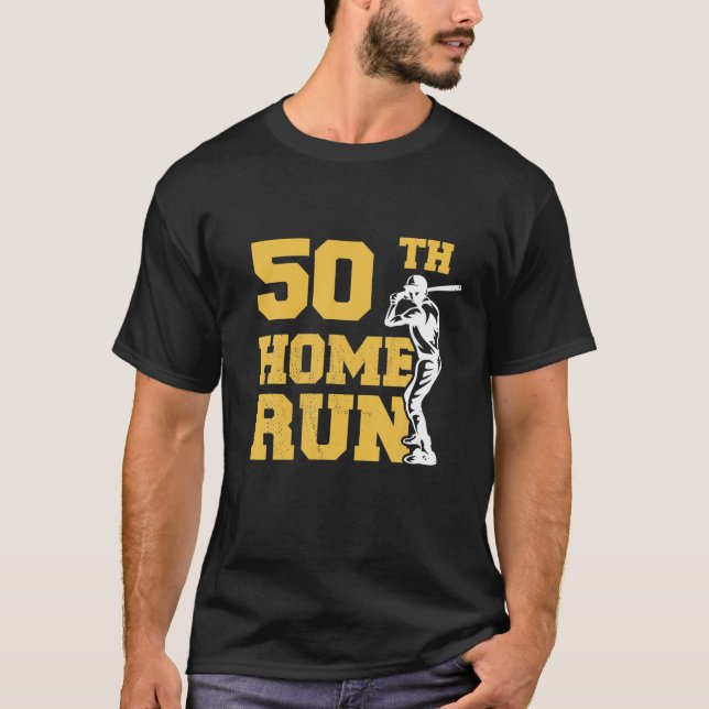 T-shirt 50E Home Run Baseball Funny 50E Anniversaire 50 An (Devant)