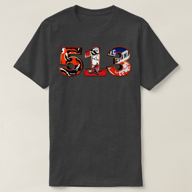 T-shirt 513 Indicatif régional Cincinnati Sports Sports (Design devant)