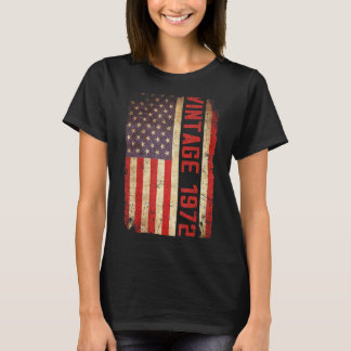 T-shirt 51 ans Vintage 1972 drapeau américain 51e naissanc