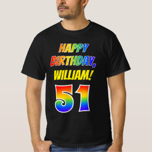 T-shirt 51e anniversaire — Bold, Fun, Rainbow 51, Nom pers