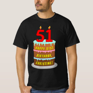 T-shirt 51e anniversaire — Fun Cake & Candles, avec nom pe