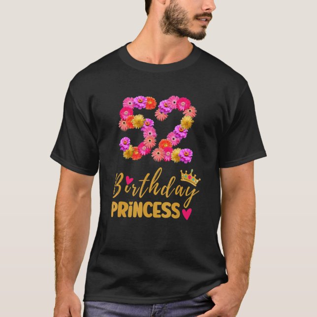 T-shirt 52 Anniversaire Princesse Flower Son My 52nd B (Devant)