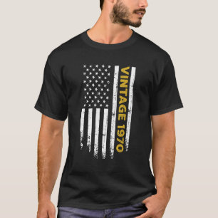 T-shirt 52 ans Vintage 1970 drapeau américain 52e naissanc