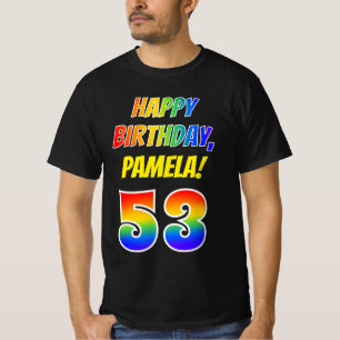 T-shirt 53e anniversaire — Bold, Fun, Rainbow 53, Nom pers