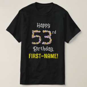 T-shirt 53e anniversaire : Fleurs florales Numéro "53" + N