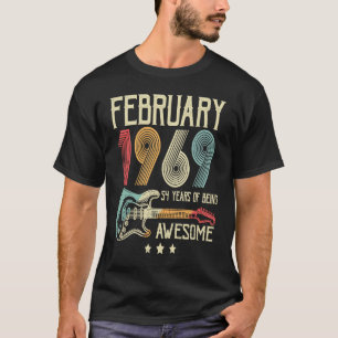 T-shirt 54e anniversaire Guitare rétro Février 1969 54 Ans