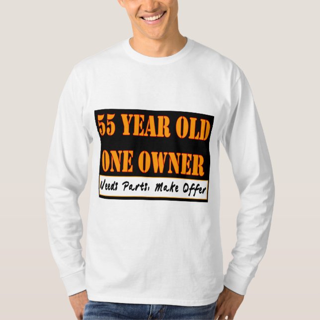T-shirt 55 ans, un propriétaire - les pièces des besoins, (Devant)