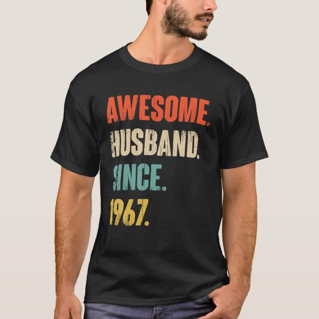 T-shirt 55 Mariage Aniversaire Le Cadeau - Mari Awesome S (Devant)
