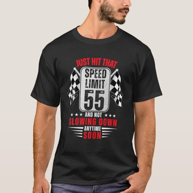 T-shirt 55e anniversaire Limite de vitesse Signal 55 ans v (Devant)