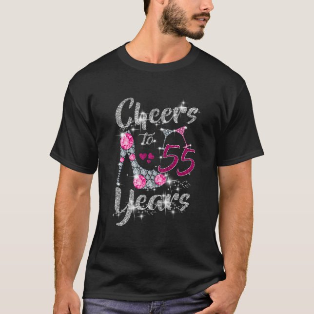 T-shirt 55Th Cheers To 55 Wine High Heels (Devant)