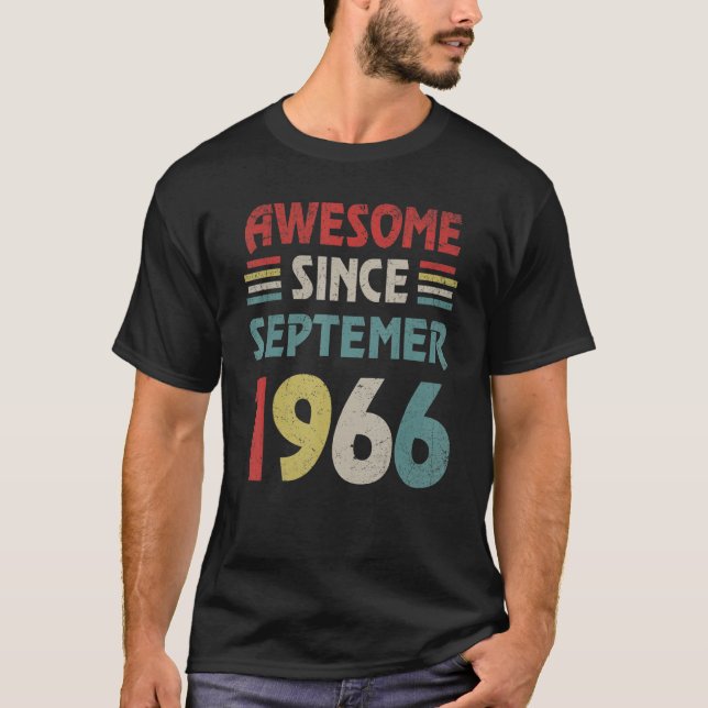 T-shirt 56 Years Old  Awesome Since September 1966 56th (Devant)