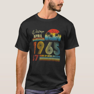 T-shirt 57E Anniversaire Vintage Avril 1965 57 Ans Cadeau