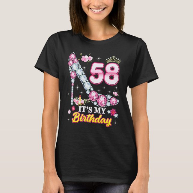 T-shirt 58 ans C'est mon 58e anniversaire Rose Diamond Sh (Devant)