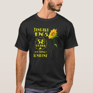 T-shirt 58e anniversaire 58 ans tournesol né janvier