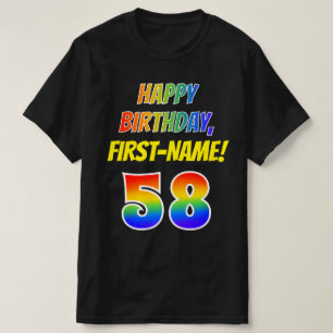 T-shirt 58e anniversaire — Bold, Fun, Rainbow 58, Nom pers