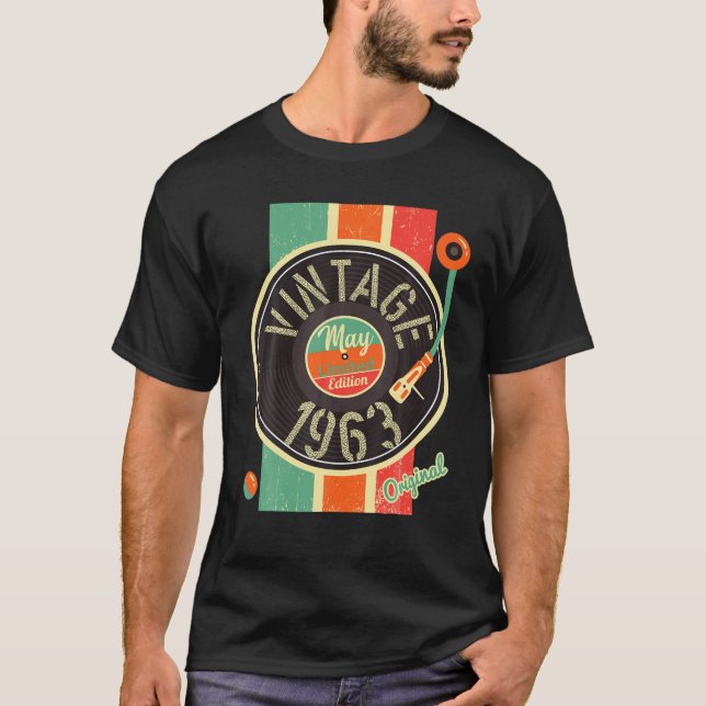 T-shirt 59 Years Birthday Man 1963 May Turntable Antique V (Devant)