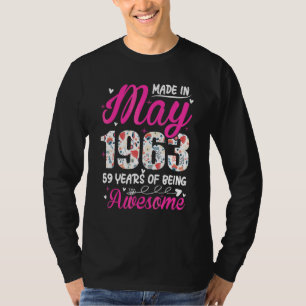 T-shirt 59e anniversaire stupéfiant depuis mai 1963 Floral