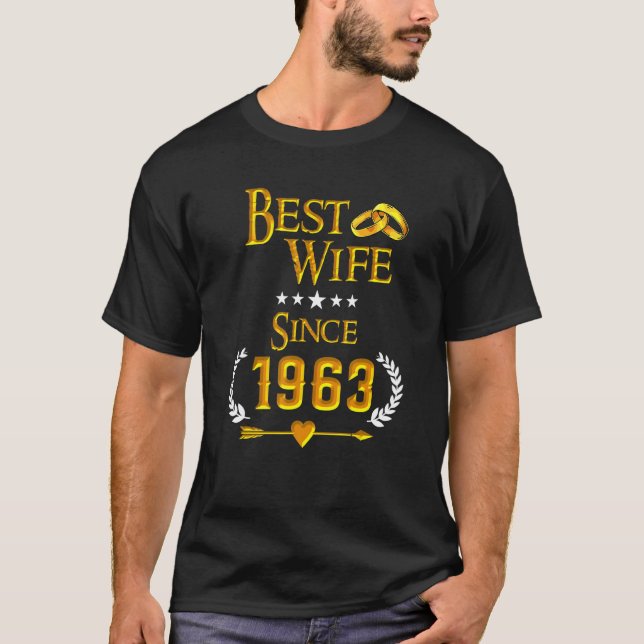 T-shirt 59th Wedding Anniversary Best Wife Since 1963 (Devant)