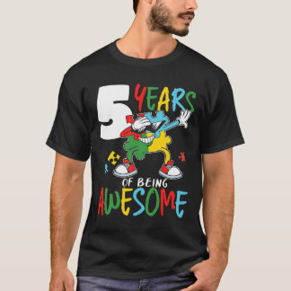 T-shirt 5 Anniversaire Autiste Garçon Fille Autisme Aware