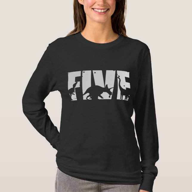 T-shirt 5 Anniversaire Garçon Dinosaur T Rex Cadeau 5e B (Devant)