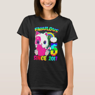 T-shirt 5 Ans 5e Anniversaire Cute Cat Girl Fabulous Si