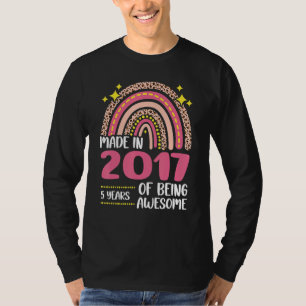 T-shirt 5 Ans 5ème Anniversaire Né En 2017 Femmes Filles