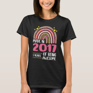 T-shirt 5 Ans 5ème Anniversaire Né En 2017 Femmes Filles