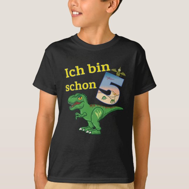 T-shirt 5 ans Anniversaire Dino T-Rex Cadeau (Devant)
