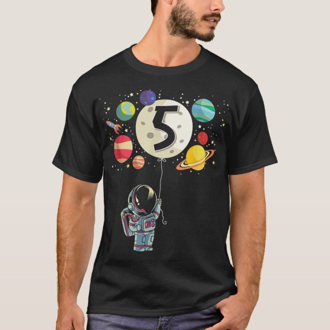 T-shirt 5 ans Anniversaire Garçon astronaute 5e anniversai (Devant)