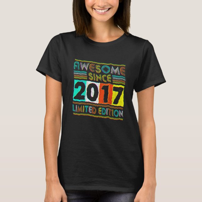 T-shirt 5 Ans Awesome depuis 2017 5e Anniversaire Rétro (Devant)