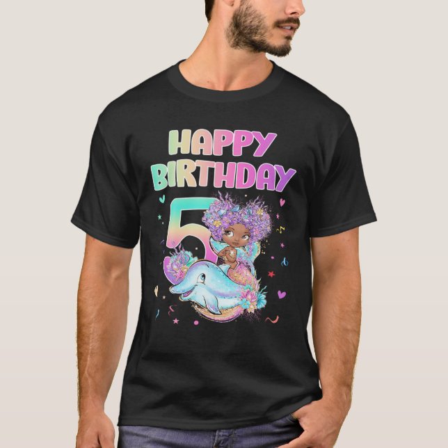 T-shirt 5 Ans Fille Cadeaux Mermaid 5E Anniversaire (Devant)