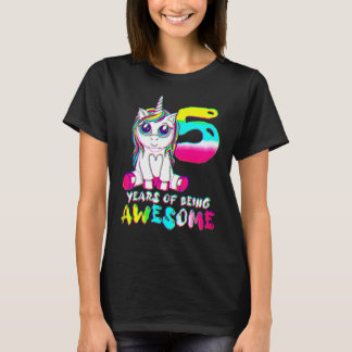 T-shirt 5 Ans fille mignonne Unicorn 5e Anniversaire Class