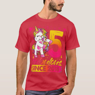 T-shirt 5 Ans Flossing Unicorn Cadeaux 5e Anniversaire Gi