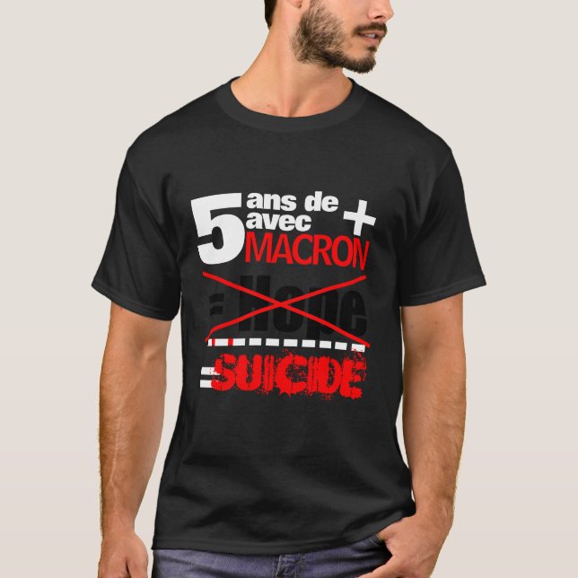 T-shirt 5 ans + Macron = SUICIDE - T-shirt noir (Devant)