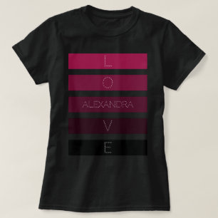 T-shirt 5 Bandes de dégradé violet noir Nom Customisé