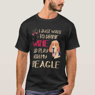 T-shirt 5 Boire du vin et jouer avec mon beagle