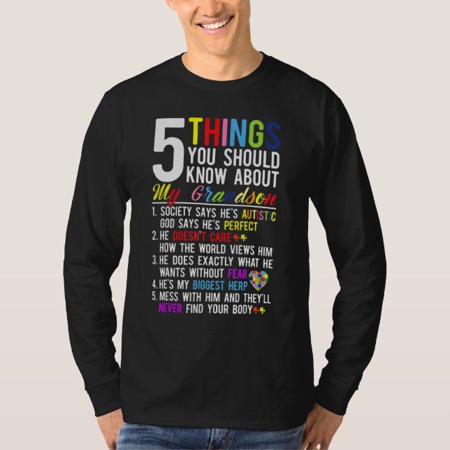 T-shirt 5 Choses Que Tu Devrais Savoir Sur Mon Petit-Fils  (Devant)