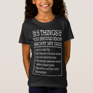 T-Shirt 5 choses sur mon gigi   Cadeau d'anniversaire