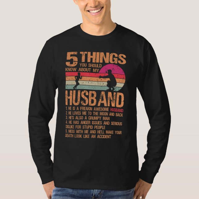 T-shirt 5 Choses Sur Mon Mari Fête Du Père De Daught (Devant)