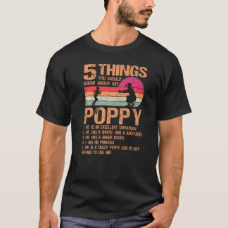 T-shirt 5 Choses Sur Mon Pavot Père Jour De La Fille