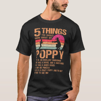 T-shirt 5 Choses Sur Mon Pavot Père Jour De La Fille