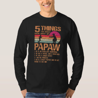T-shirt 5 Choses Sur Mon Père Papaw Jour De La Fille
