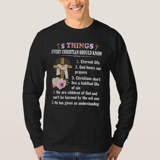 T-shirt 5 Choses Tout Chrétien Devrait Connaître La Foi Jé (Devant)
