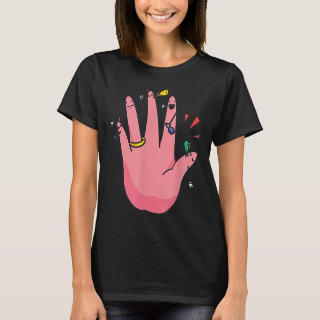 T-shirt 5 doigts Engagement Main Party Meilleur fiancé Mar (Devant)